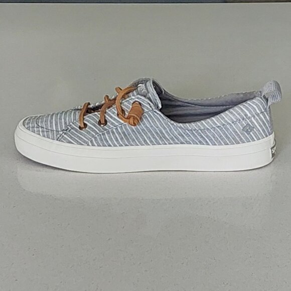 Sperry Memory Foam Gray/Whte  Striped Top-Siders Size 7M - Picture 13 of 16